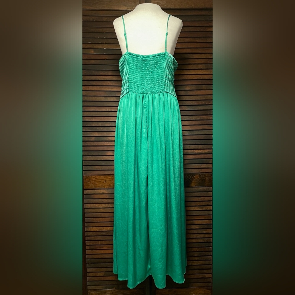A New Day Green Smocked Ruched Midi Dress, Size Medium - Picture 5 of 5